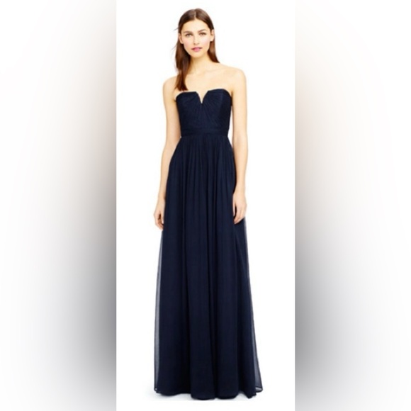 J. Crew Dresses & Skirts - J Crew Silk Chiffon Nadia Dress Navy - size (6P)